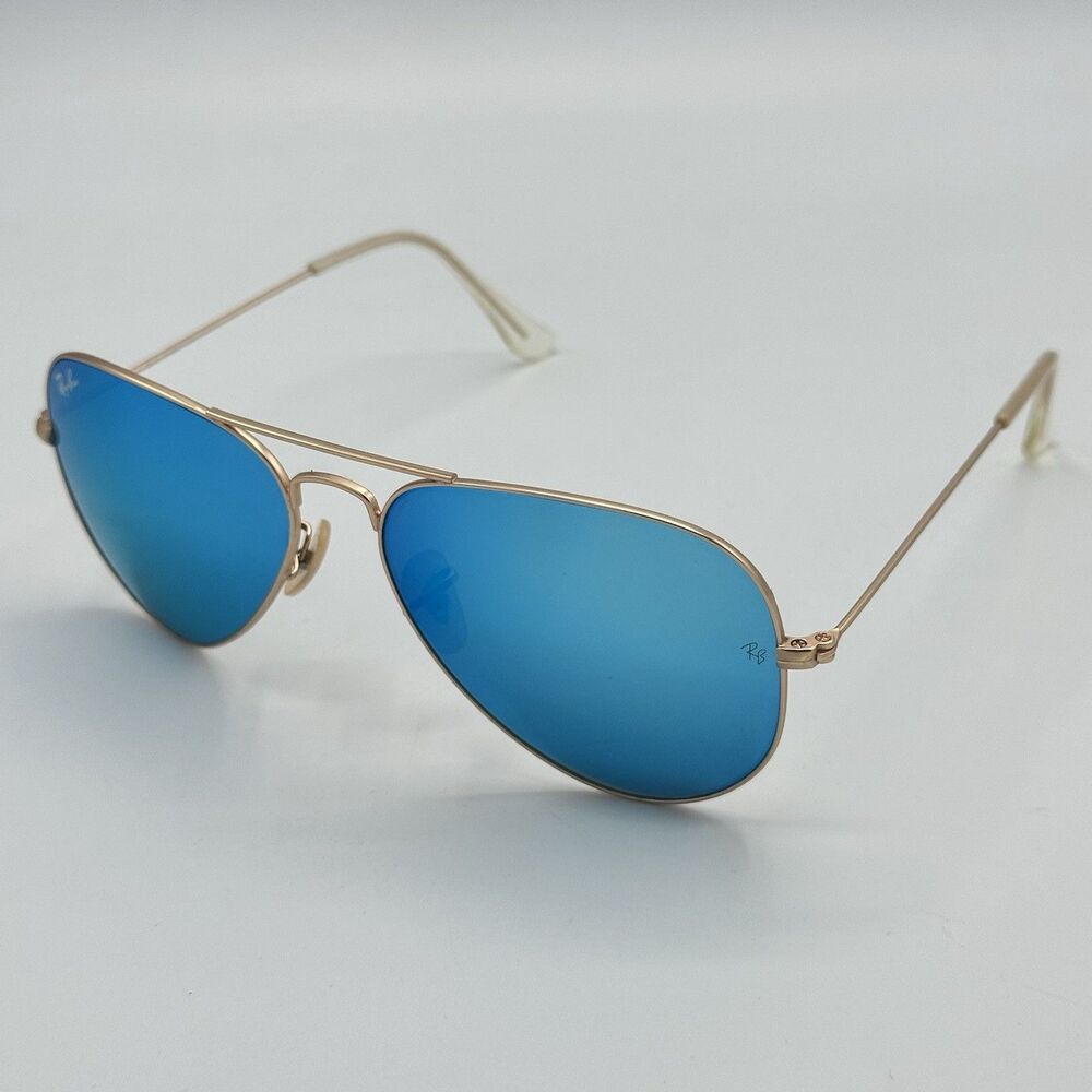 Ray-Ban RB3025 Aviator Large Gold Blue Flash Lens Sunglasses 58-14